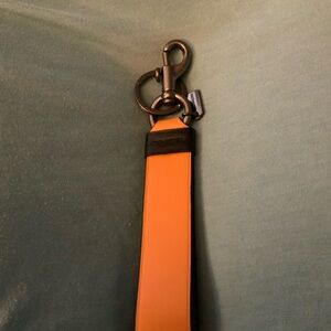NWT Coach Loop Key Fob Bag Charm Bright Mandarin with Gunmetal Hardware